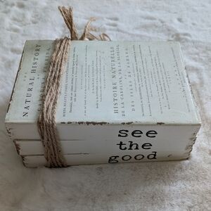Rustic Decorative White Books With Jute Twine